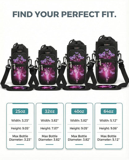 AUPET Water Bottle Sling Bag Sleeve Holder Carrier 25/32/40/64 oz,Insulated Crossbody Water Bottle Case Cover with Strap and Pockets for Men/Women Walking Hiking