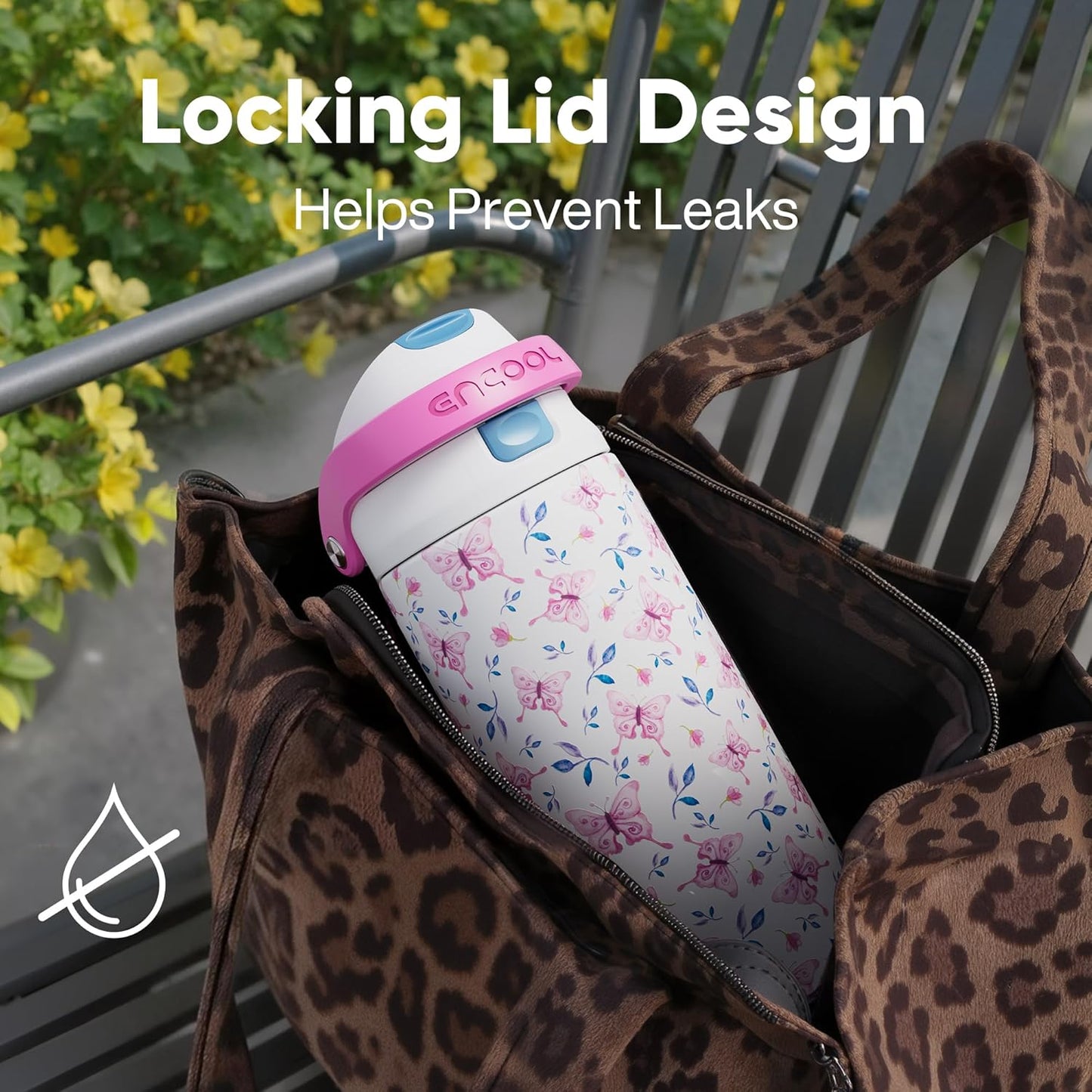 ENCOOL Leakproof Insulated Water Bottle with Straw Dual-Sip Water Bottle Bag-Safe Design for Work, Commute & Gym – Keeps Drinks Cold All Day, 24 oz, Lemonade Pink - Colors B
