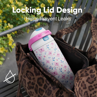 ENCOOL Leakproof Insulated Water Bottle with Straw Dual-Sip Water Bottle Bag-Safe Design for Work, Commute & Gym – Keeps Drinks Cold All Day, 24 oz, Lemonade Pink - Colors B