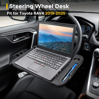EcoNour 2 in 1 Car Steering Wheel Desk | Tray for Laptop Car Mount with Pen Holder | Desk Console for Car | Food Tray for Eating with Drinks Holder | Multipurpose Travel Car Accessories