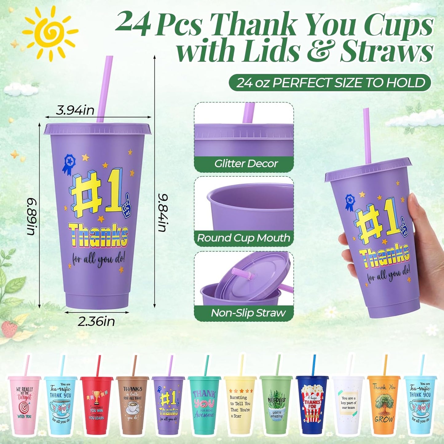 Feifeiya 72 Pcs/ 24 Set Bible Verse Gifts Bulk 24 oz Father's Day Christian Plastic Tumbler with Lids and Straws Inspirational Prayer Notepads Religious Pen Church Cups Gift for Christian Party Favors