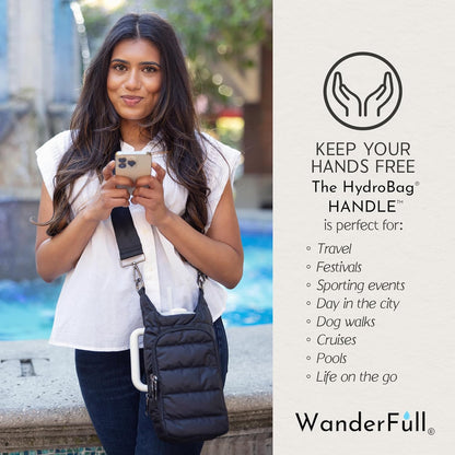 WanderFull Original HydroBag Handle® Zipper Slot for Handle, Hands-Free Crossbody Water Bottle Holder & Tumbler Accessories