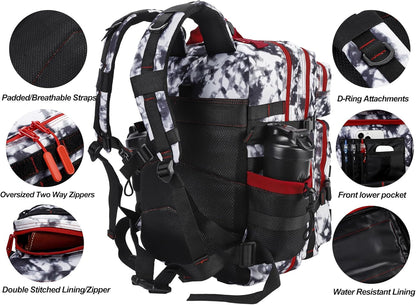 LHI Military Tactical Backpack for Men and Women 45L Army 3 Days Assault Pack Bag Large Rucksack with Molle System - Black - Colors A