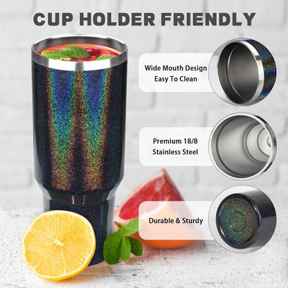 20 oz Tumbler with Lids and Straws, Stainless Steel Insulated Coffee Tumbler, Double Wall Vacuum Insulated Travel Mug Cup, Leakproof Thermal Coffee Cup for Hot and Cold Drinks (azure blue)