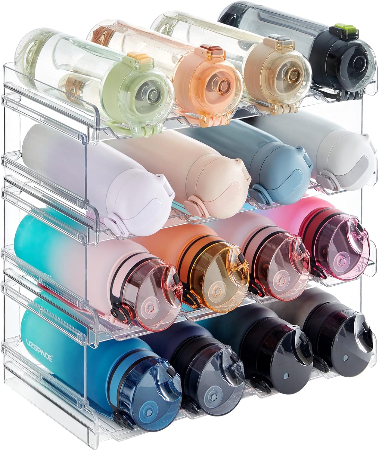 Lifewit 2 Tier Stackable Water Bottle Organizer for Cabinet, Plastic Bottle Holder Fits 6 Bottles/Tumblers up to 3.8" Diameter for Pantry/Countertop/Cupboard, 28 x 19 x 15 cm/11 x 7.5 x 5.7"