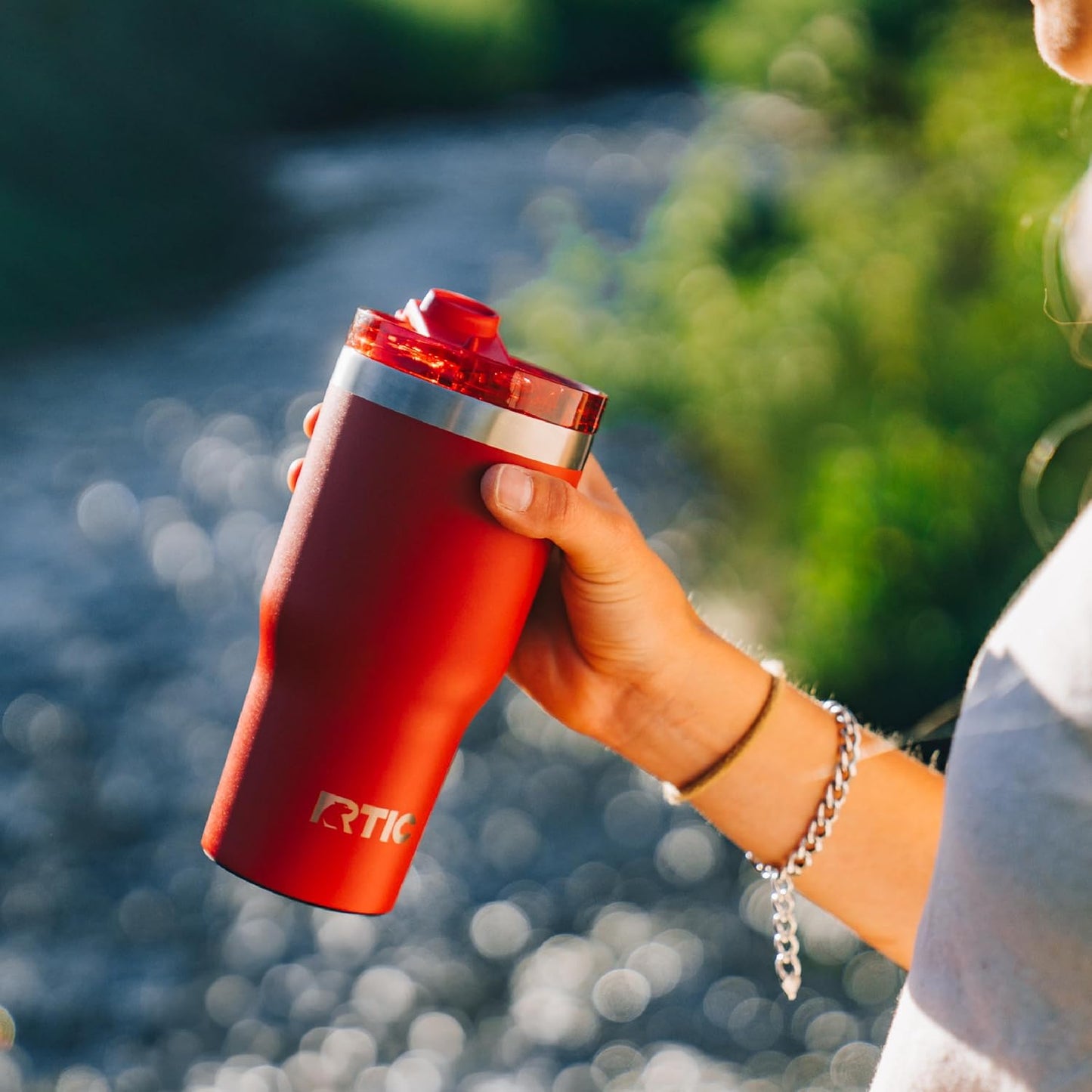 RTIC 20oz Essential Tumbler with Lid, Ceramic Lined, Insulated, Stainless Steel, Metal, Double Wall Vacuum-Insulation, Travel Cup for Iced Coffee, Tea, Hot and Cold Drink, Graphite