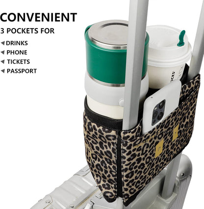 riemot Luggage Travel Cup Holder Free Hand Drink Carrier - Hold Two Coffee Mugs - Fits Roll on Suitcase Handles - Gifts for Flight Attendants Travelers Accessories Carbon Black