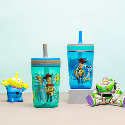 Zak Designs 15oz Bluey Kelso Tumbler Set, Leak-Proof Screw-On Lid with Straw Made of Durable Plastic and Silicone, Perfect Bundle for Kids, 2 Count (Pack of 1) - Colors B