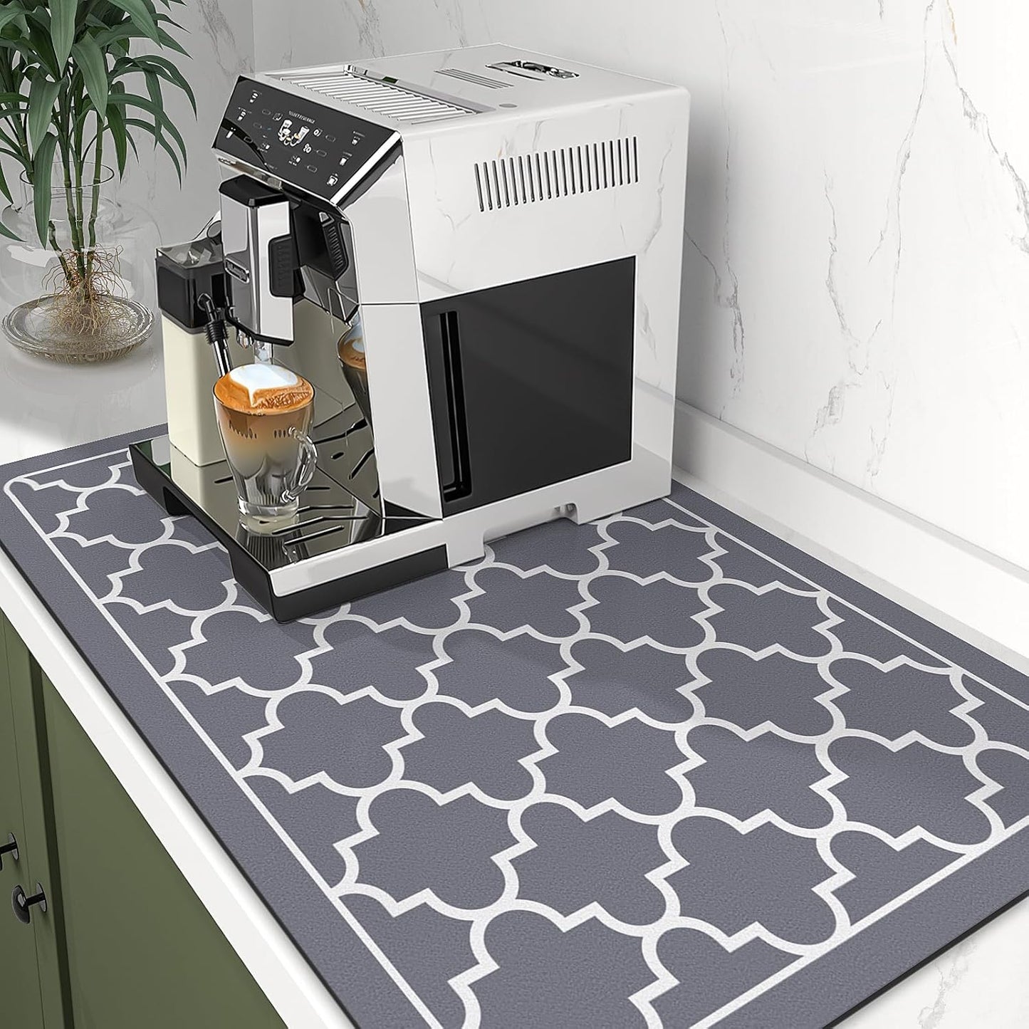 WISELIFE Dish Drying Mat Super Absorbent Drying Mat Large Dish Drying Mats for Kitchen Counter Easy Clean Dish Mat Kitchen Drying Mat15"x 18" Stylish Grey