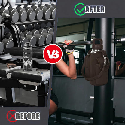 icolor Magnetic Gym Bag Water Bottle Carrier Holder with Phone Pockets & Shoulder Strap,Gym Magnetic Bag 5 Built-in Magnets Gym Accessories Organizer Sling Bottle Bag Pouch Sleeve