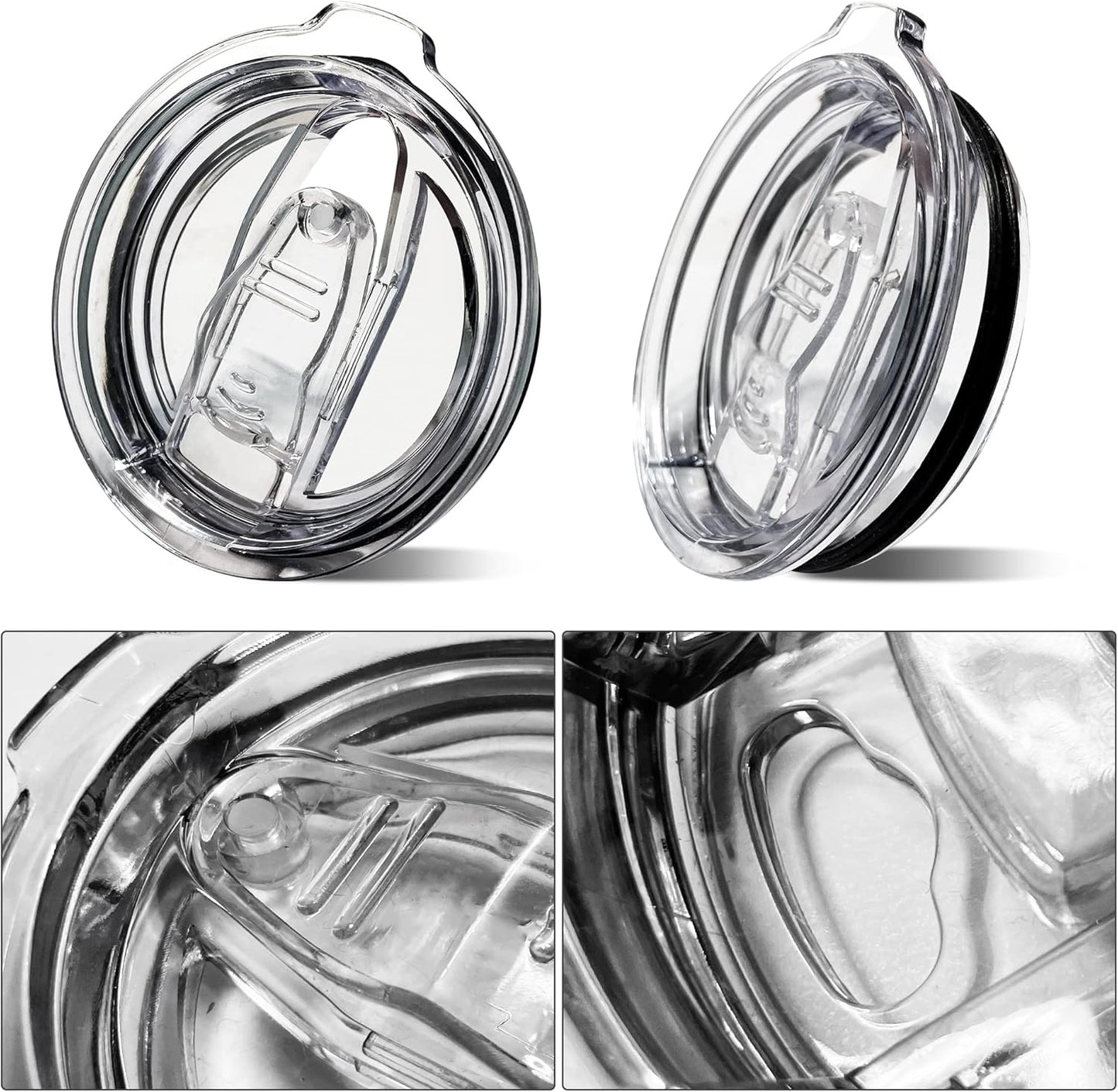 20oz Tumbler Replacement Lids Spill Proof Splash Resistant Lids Covers for 3.25in Cup Mouth Compatible with Classic Stainless Steel Tumblers YETI Rambler Atlin, Beast Juro SUNWILL Cup (2 Pack)
