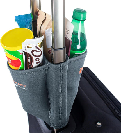 simpletome Luggage Travel Cup Holder Hands-Free Drink Caddy Attachment Drinks Carrier for Drink Beverages Coffee Mugs (Grey)
