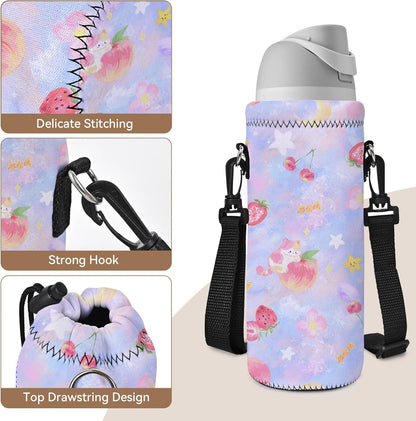 AUPET Water Bottle Sling Bag Carrier Crossbody Sleeve,Insulated Neoprene Bottle Case Holder Pouch Cover 500ML/17oz with Shoulder Strap for Walking Women Men