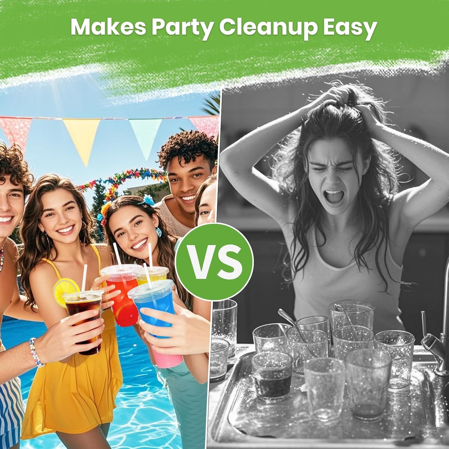 25 Pack 16 oz Clear Plastic Cups with Lids and Straws, Leak-Proof Disposable Iced Coffee Cups, BPA-Free PET Cold Drink Tumblers for Smoothie, Tea and Juice, Crystal Clear To Go Cups