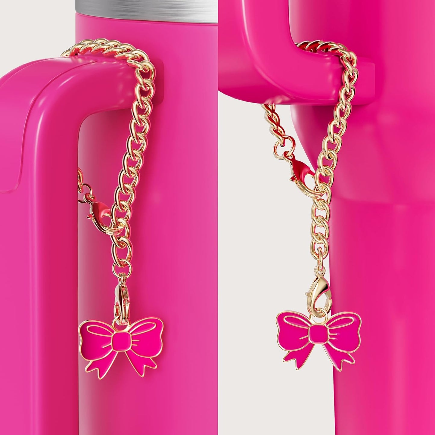 Compatible with Stanley Cup Accessories - 3Pcs 10mm Bow Straw Topper Compatible with Stanley Cup Straw Cover Cap, 2pcs Pink Bow Charms for Stanley 30&40 Oz Tumbler with Handle
