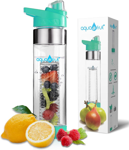 NEW AquaFrut Bottom Loading Fruit Infuser Water Bottle - BPA Free Tritan Plastic - Leak Proof - 24 OZ - Infusion Recipe eBook (Purple)
