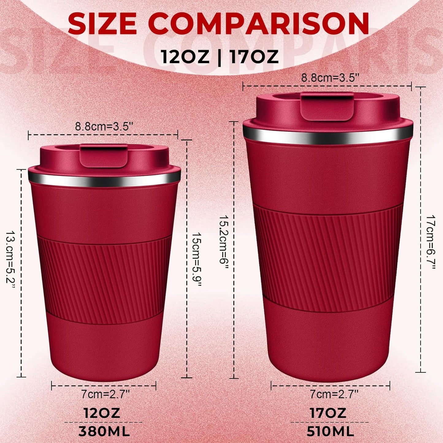 Insulated Coffee Tumbler 12 oz, Stainless Steel Coffee Mug with Lids, Travel Coffee Mug Leak Proof, Double Wall Vacuum Insulated Reusable Coffee Cup, Keep Drinks Hot and Cold (Sky Blue, 12 Ounces)
