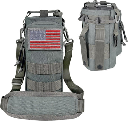 Water Bottle Holder with Strap - Tactical Insulated Water Bottle Sleeve with MOLLE System Water Bottle Cover Cross-Body Pouch for Walking Hiking Camping Gym 32oz&40oz
