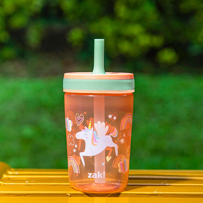 Zak Designs 15oz Bluey Kelso Tumbler Set, Leak-Proof Screw-On Lid with Straw Made of Durable Plastic and Silicone, Perfect Bundle for Kids, 2 Count (Pack of 1) - Colors A