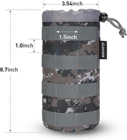 Gonex Tactical MOLLE Water Bottle Pouch, Drawstring Open Top & Mesh Bottom Travel Water Bottle Bag Hydration Carrier
