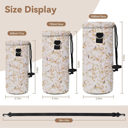 RICHEN Neoprene Water Bottle Carrier Bag with Adjustable Shoulder Strap,Insulated Water Bottle Cover for Stainless Steel/Glass/Plastic Bottles