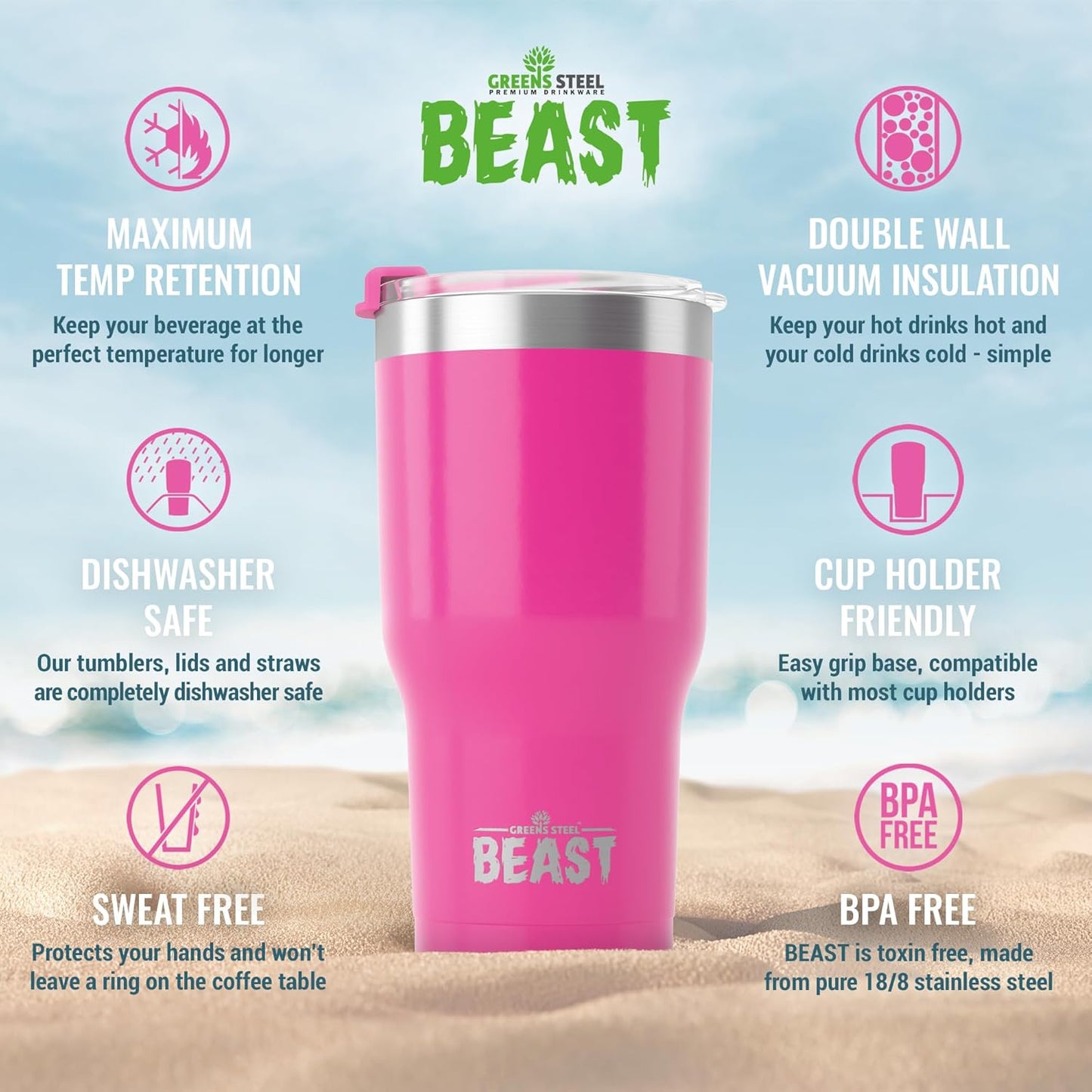 Beast 10 oz Tumbler Stainless Steel Vacuum Insulated Coffee Ice Cup Double Wall Travel Flask (Arctic White)