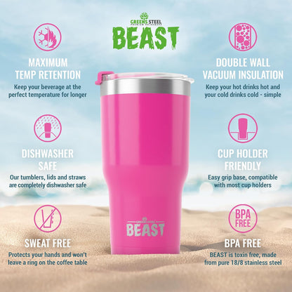 Beast 10 oz Tumbler Stainless Steel Vacuum Insulated Coffee Ice Cup Double Wall Travel Flask (Arctic White)