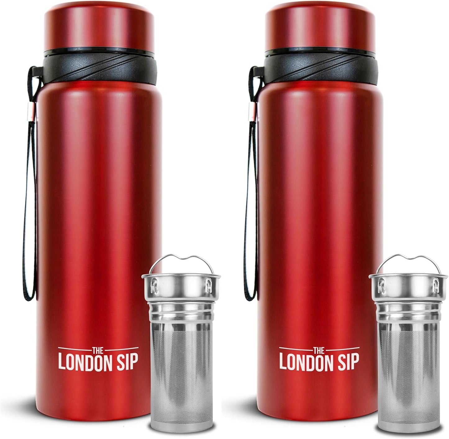 London Sip 25 oz Multi-Function Travel Mug and Tumbler Tea Infuser Water Bottle Fruit Infuser Flask Hot and Cold Double Wall Stainless Steel Coffee Thermos, Cosmic Silver