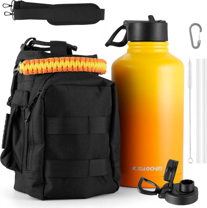 KXIAOCHEN Insulated Water Bottle With Strap, Cold For 48 Hrs Leak Proof, Triple Wall Stainless Steel Sports Water Bottle With Straw And Spout Lid For Gym Hiking Travel