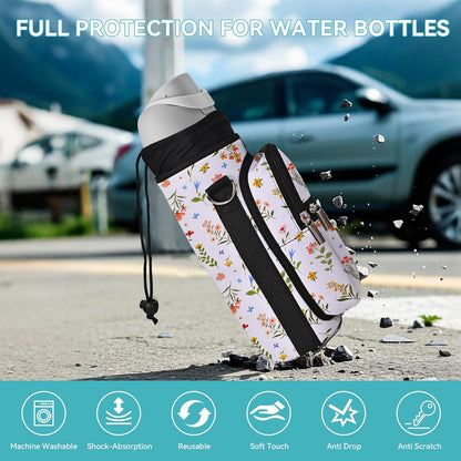 AUPET Water Bottle Sling Bag Sleeve Holder Carrier 25/32/40/64 oz,Insulated Crossbody Water Bottle Case Cover with Strap and Pockets for Men/Women Walking Hiking