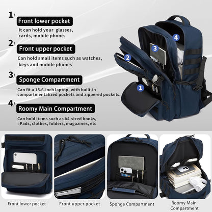 Wotony Military Tactical Backpack for Men Waterproof Daypack 3 Day Assault Pack Molle Bag with Water Bottle Holder