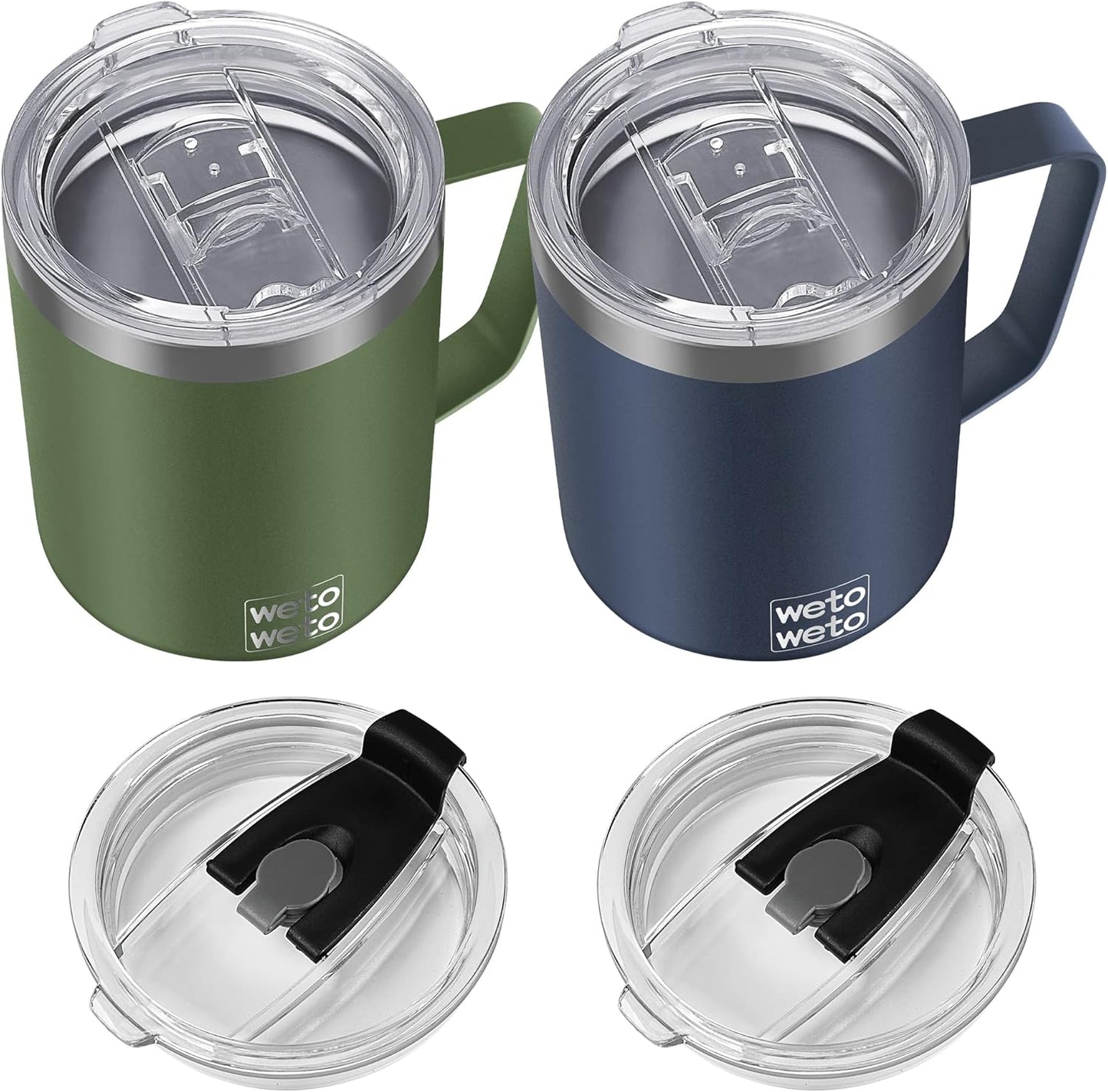 WETOWETO 14 oz Coffee Mug, Vacuum Insulated Camping Mug with Lid, Double Wall Stainless Steel Travel Tumbler Cup, Thermal Coffee Mug, Powder Coated Navy Blue