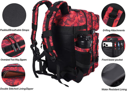 LHI Military Tactical Backpack for Men and Women 45L Army 3 Days Assault Pack Bag Large Rucksack with Molle System - Black - Colors B
