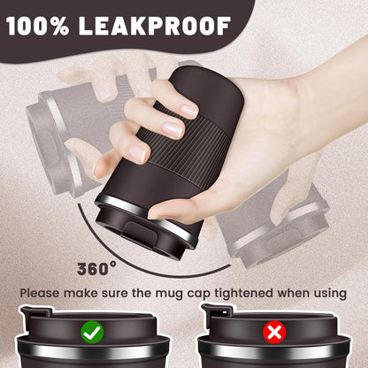 DUBUXW Insulated Coffee Tumblers with Flip Lid 12oz / 17oz, Stainless Steel Travel Coffee Mug Leak Proof, Vacuum Insulated Coffee Mug Reusable Cup, Keeps Cold and Hot for Coffee Tea