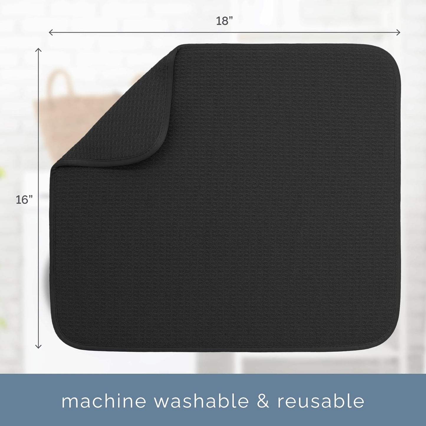 S&T INC. Dish Drying Mat XL, 18” x 24”, Absorbent Microfiber Kitchen Counter Mat, Dish Drying Pad for Dishes, Utensils, Pots and Pans, Extra Large, Charcoal