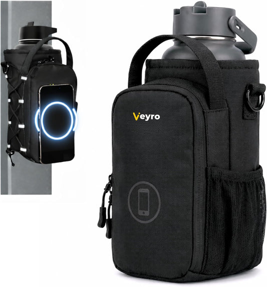 Veyro Magnetic Gym Bag with strong Magnetic Phone Holder - Gym water bottle bag holder for men and women - Compact Gym Crossbody Pouch - Compact Crossbody Pouch (Black)