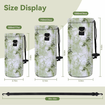 Neoprene 500ML/750ML/1000ML Water Bottle Bag Carrier, Portable Insulated Bottle Sling Holder Case Pouch with Adjustable Shoulder Strap for Men Women Walking Hiking Running