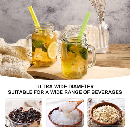 [Angled Tips] 8 Pcs Reusable Jumbo Wide Boba Straws & Smoothie Straws, Multi Colors Reusable Straw, BPA FREE Food-Grade Tritan Plastic Straw for Bubble Tea(Tapioca Boba Pearls) Milkshakes w/ 2 Brushes