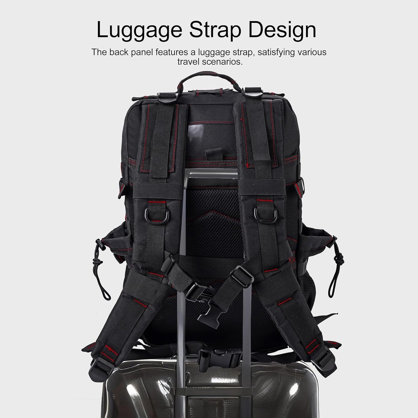 LHI Military Tactical Backpack for Men and Women 45L Army 3 Days Assault Pack Bag Large Rucksack with Molle System - Black - Colors B