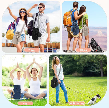 Water Bottle Carrier Bag with Strap, Sling Bag for Walking, Hiking, Cycling, Black, 40 Ounces