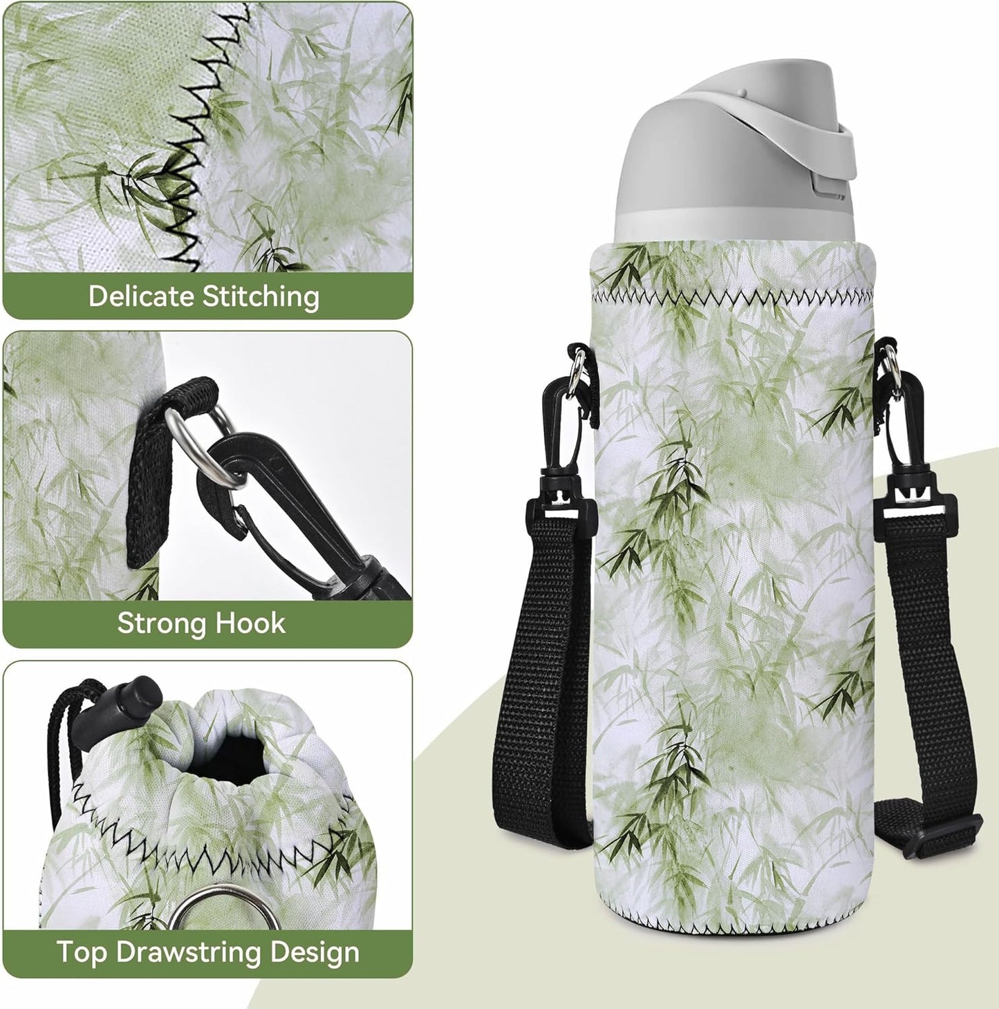 Neoprene 500ML/750ML/1000ML Water Bottle Bag Carrier, Portable Insulated Bottle Sling Holder Case Pouch with Adjustable Shoulder Strap for Men Women Walking Hiking Running