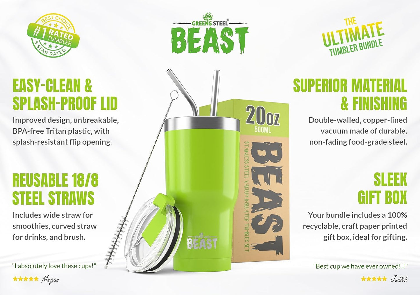 Beast 10 oz Tumbler Stainless Steel Vacuum Insulated Coffee Ice Cup Double Wall Travel Flask (Arctic White)