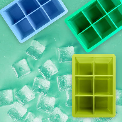 Excnorm Silicone Ice Cube Trays 3 Pack - Large Size Silicone Ice Cube Molds with Leak Proof Removable Lid Square Ice Cube Tray And BPA Free for Cocktail,Whiskey, Stackable Flexible Ice