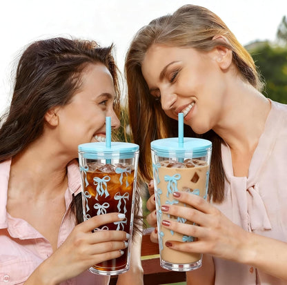 24oz Tumbler with Lid and Straw, Leak Proof and Double Wall Insulated Reusable Plastic Cups,Travel Reusable Iced Coffee Cup (1, Pink)