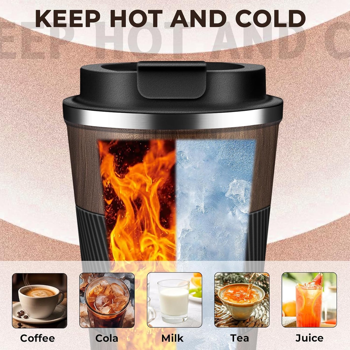 Insulated Coffee Tumbler 12 oz, Stainless Steel Coffee Mug with Lids, Travel Coffee Mug Leak Proof, Double Wall Vacuum Insulated Reusable Coffee Cup, Keep Drinks Hot and Cold (Sky Blue, 12 Ounces)