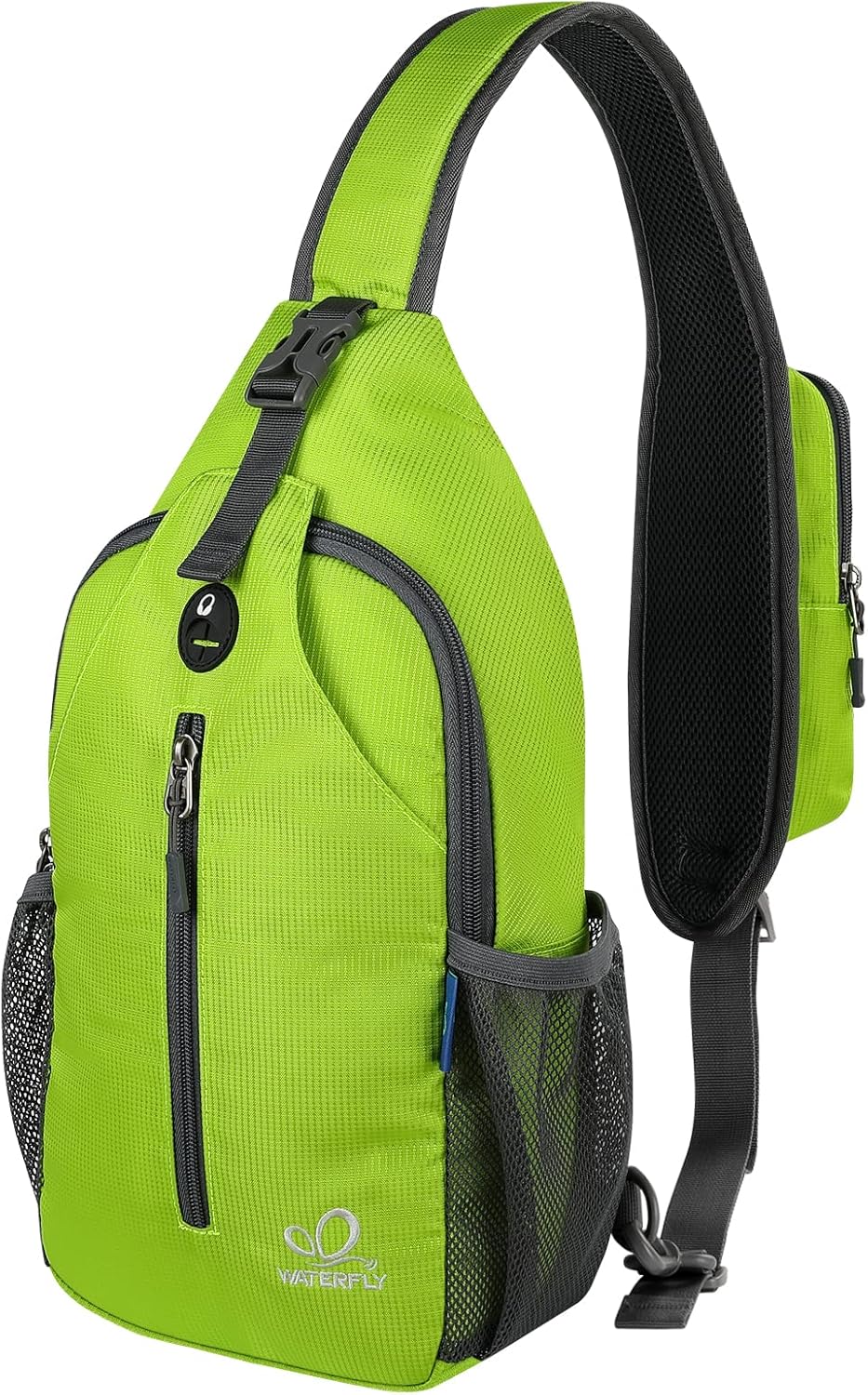 WATERFLY Crossbody Sling Backpack Sling Bag Travel Hiking Chest Bag Daypack (Black)