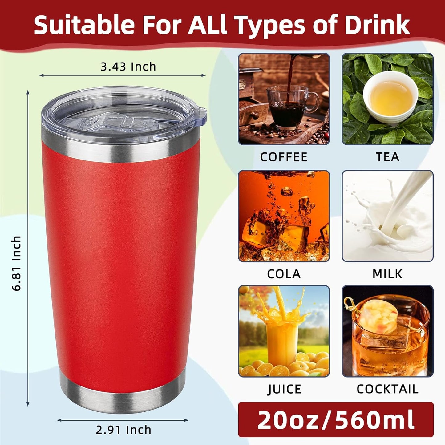 20oz Tumbler with Lid Stainless Steel Insulated Tumblers Travel Coffee Tumbler Bulk Double Wall Vacuum Insulated Water Cup Gifts for Christmas Women Men Her Him Home Office(Navy Blue, 1pack)