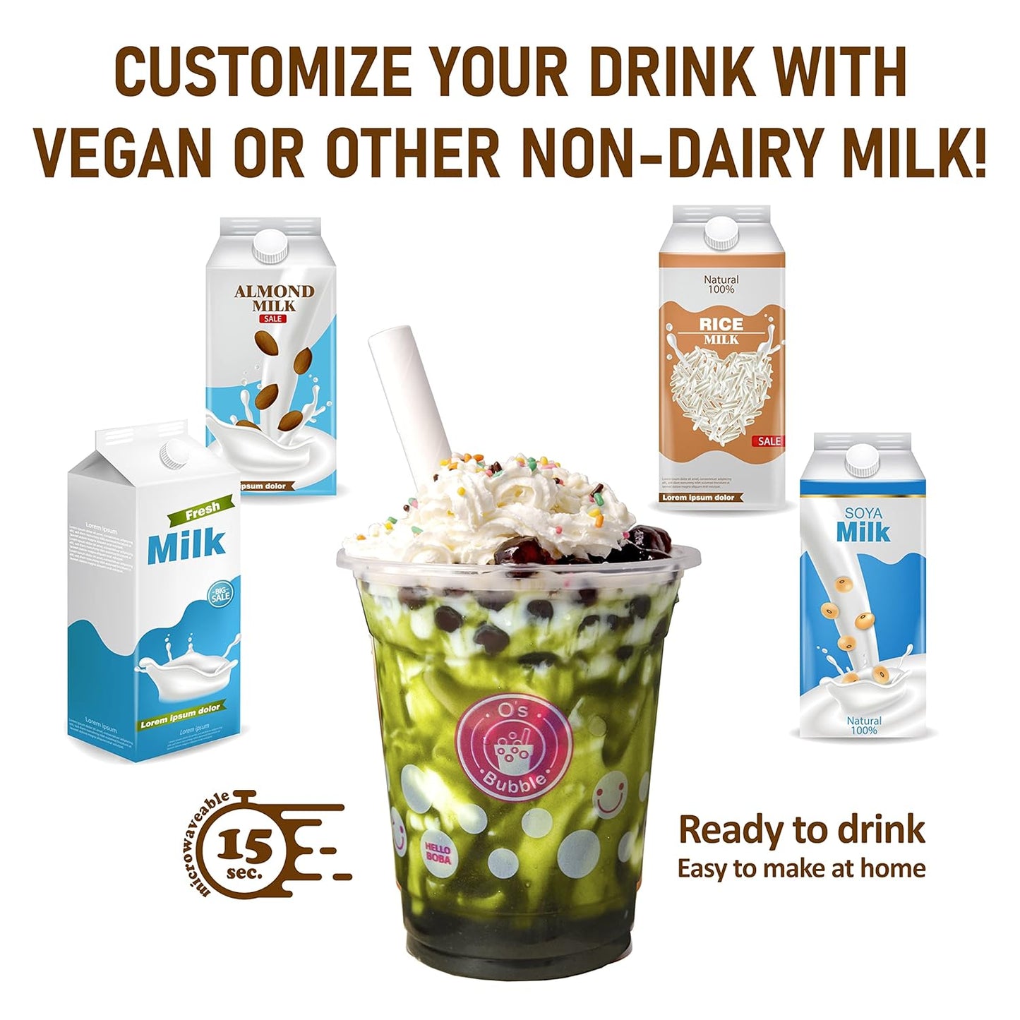 O's Bubble Boba Tea Kit - Bubble Tea Kit - All in One Boba Kit - Boba Kit for Kids - 6 Servings Includes Cups, Straws, Stirrer (Party Kit Variety Pack Upgrade) (Mixed Fruit)