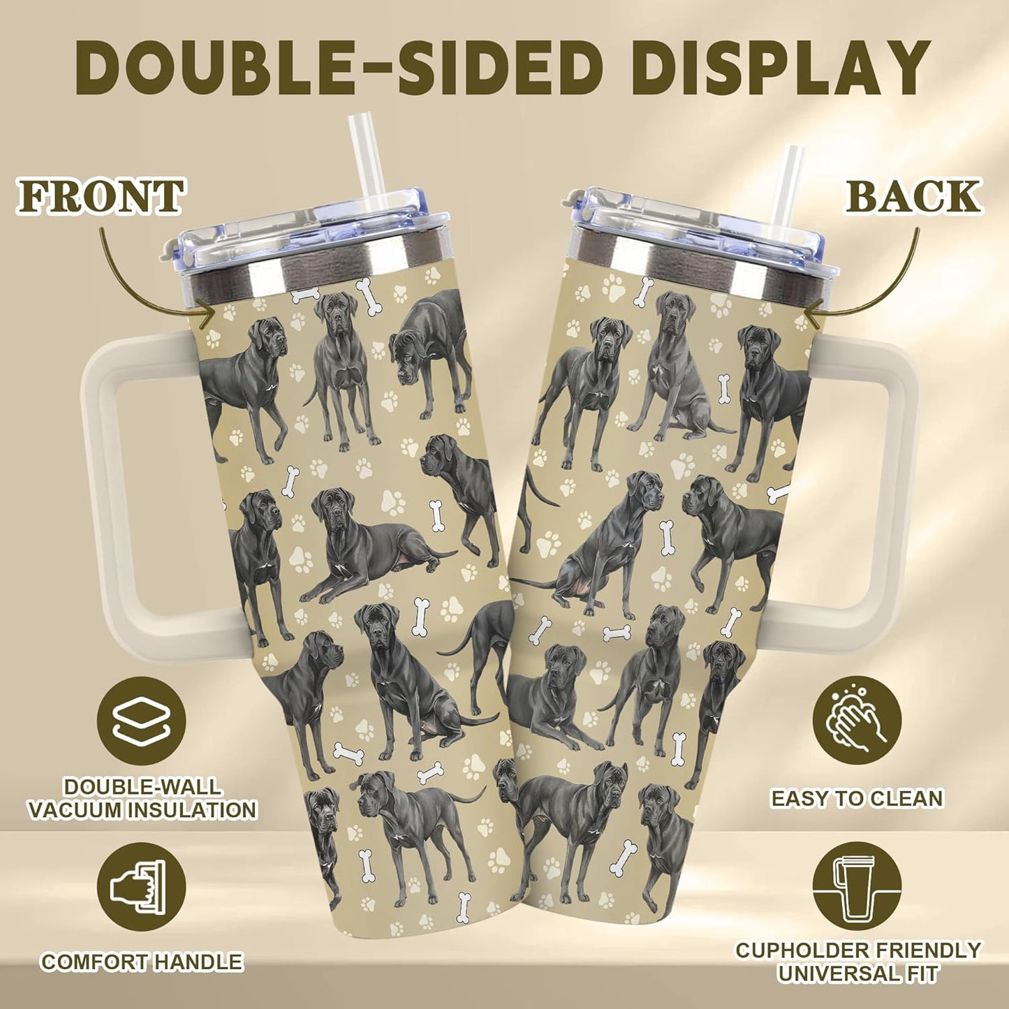 Beagle Gifts for Women Men, 40oz Stainless Steel Insulated Tumbler Travel Cup Mug, Funny and Unique Beagle Gifts for Dog Lover - Colors B