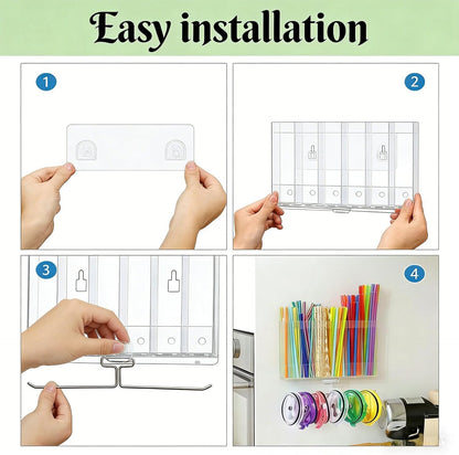 10''Acrylic Straw Holder for Cabinet Door with Tumbler Straw Organizer,Large Straw Storage with Washable Sticky Reusable Cup Lid Holder,Water Bottle Accessories Organizer for Kitchen(Clear)